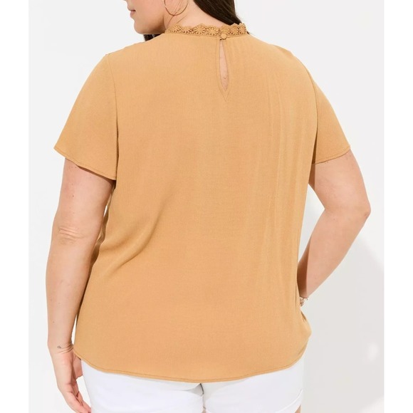 Torrid Washable Crinkle Gauze Yoke Flutter SS Top Plus Size 2 2X Boho Festival - Picture 8 of 14